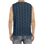 Blue And Black Japanese Pattern Print Men's Fitness Tank Top