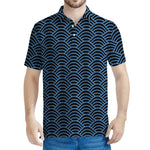 Blue And Black Japanese Pattern Print Men's Polo Shirt