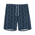 Blue And Black Japanese Pattern Print Men's Athletic Shorts