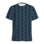 Blue And Black Japanese Pattern Print Men's Sports T-Shirt