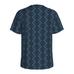 Blue And Black Japanese Pattern Print Men's Sports T-Shirt