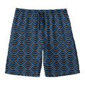 Blue And Black Japanese Pattern Print Men's Swim Trunks