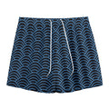Blue And Black Japanese Pattern Print Mesh Shorts