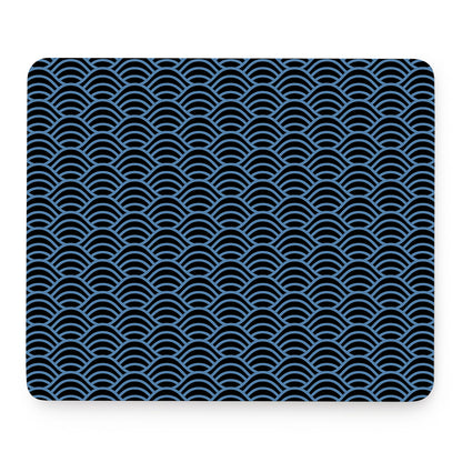 Blue And Black Japanese Pattern Print Mouse Pad