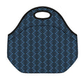 Blue And Black Japanese Pattern Print Neoprene Lunch Bag