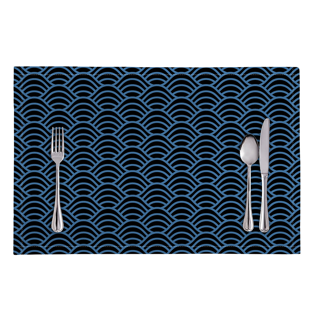 Blue And Black Japanese Pattern Print Placemat
