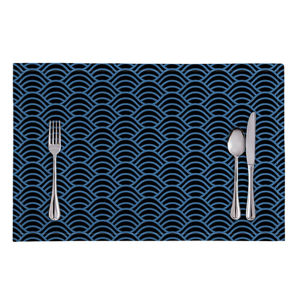 Blue And Black Japanese Pattern Print Placemat