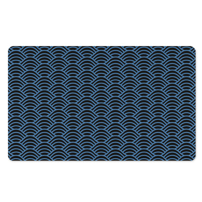 Blue And Black Japanese Pattern Print Polyester Doormat