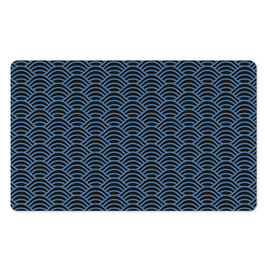 Blue And Black Japanese Pattern Print Polyester Doormat
