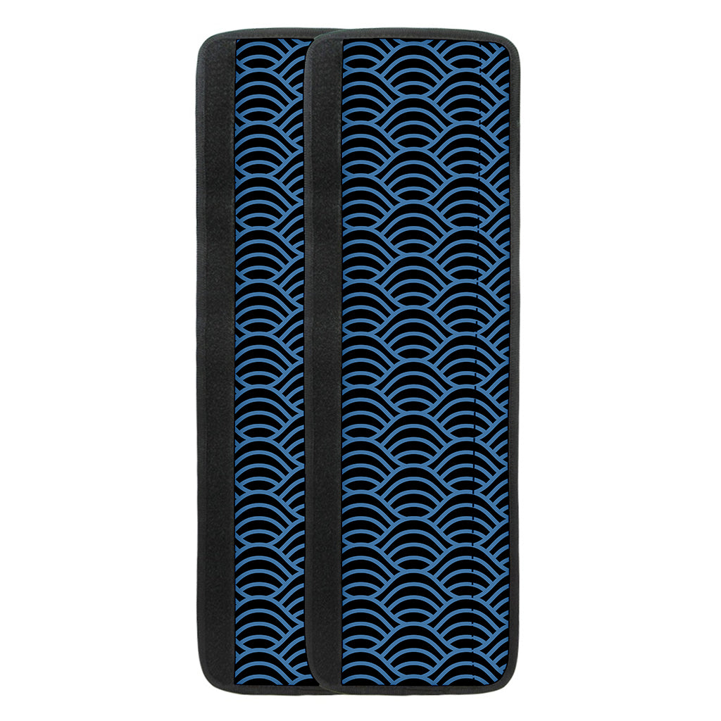 Blue And Black Japanese Pattern Print Refrigerator Handle Covers