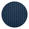 Blue And Black Japanese Pattern Print Round Blanket