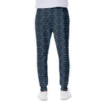 Blue And Black Japanese Pattern Print Scuba Joggers