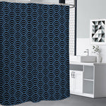 Blue And Black Japanese Pattern Print Shower Curtain