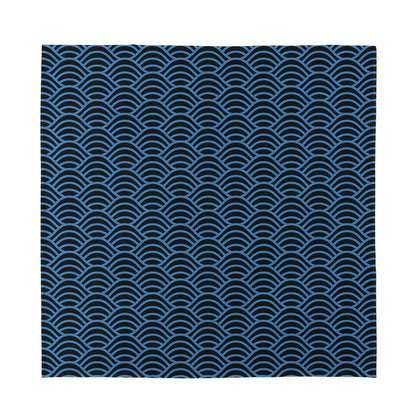 Blue And Black Japanese Pattern Print Silk Bandana