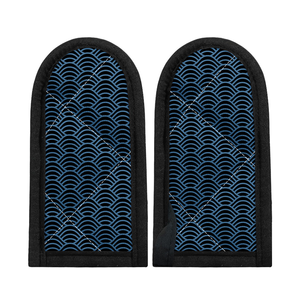Blue And Black Japanese Pattern Print Skillet Handle Cover