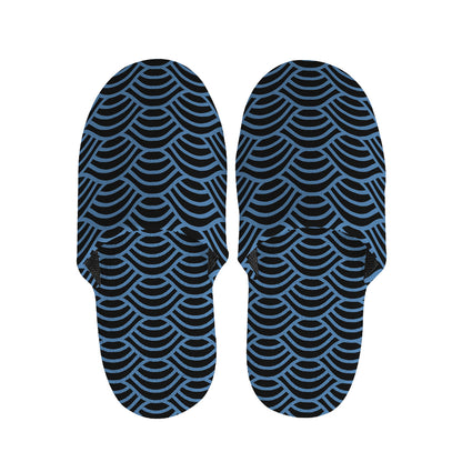 Blue And Black Japanese Pattern Print Slippers
