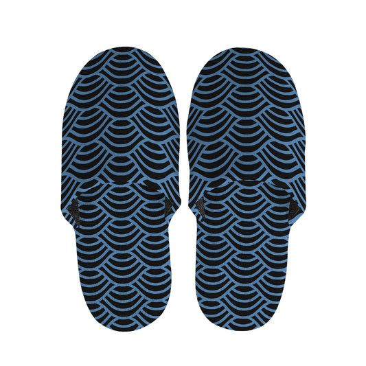 Blue And Black Japanese Pattern Print Slippers