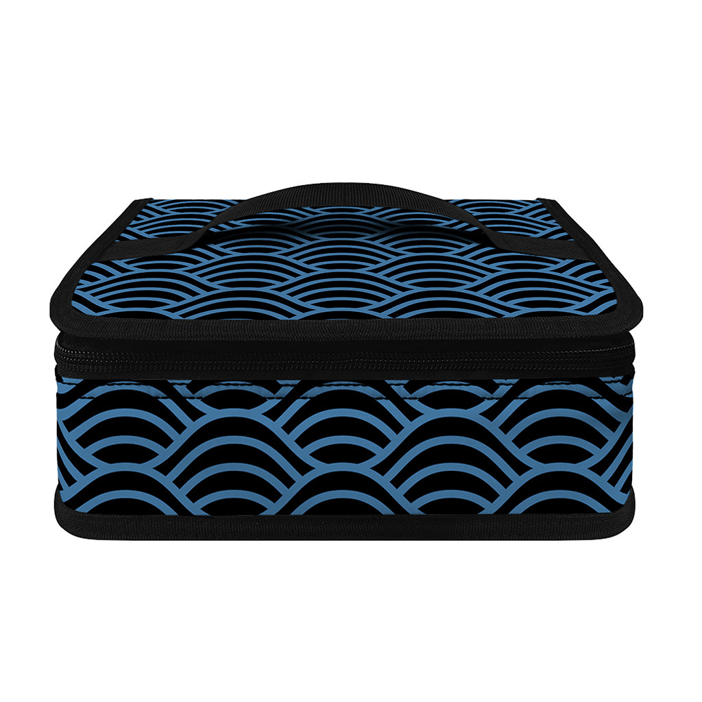Blue And Black Japanese Pattern Print Small Lunch Bag