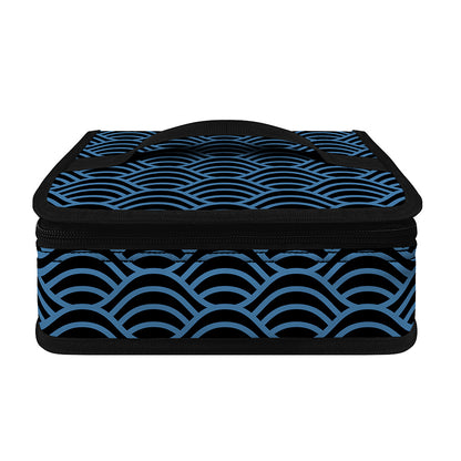 Blue And Black Japanese Pattern Print Small Lunch Bag