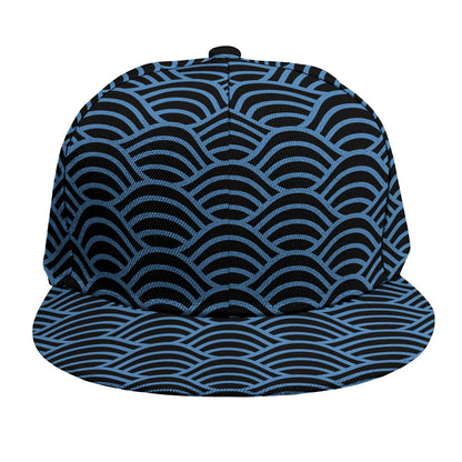 Blue And Black Japanese Pattern Print Snapback Cap