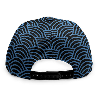 Blue And Black Japanese Pattern Print Snapback Cap