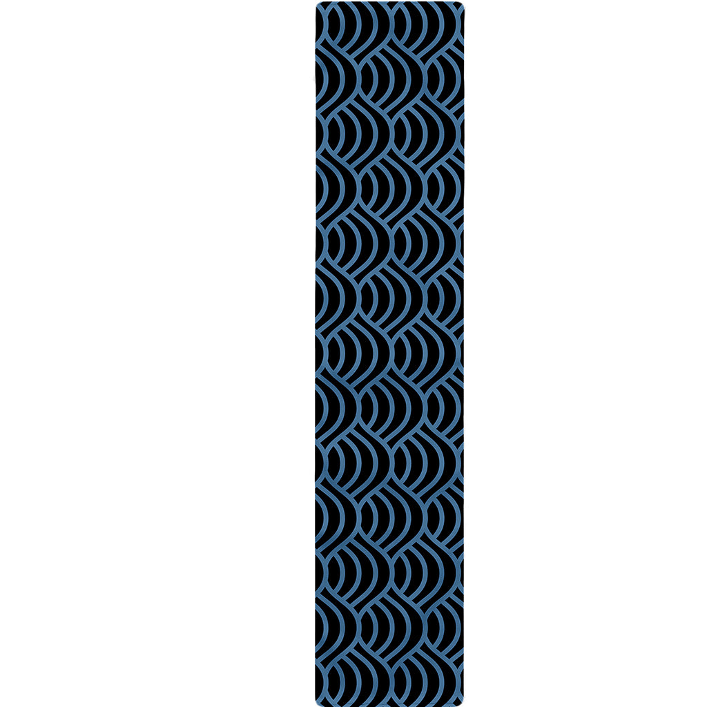 Blue And Black Japanese Pattern Print Table Runner
