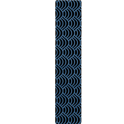 Blue And Black Japanese Pattern Print Table Runner