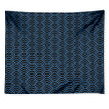 Blue And Black Japanese Pattern Print Tapestry