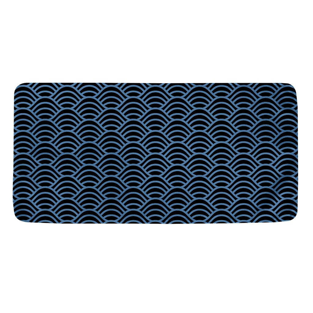 Blue And Black Japanese Pattern Print Towel
