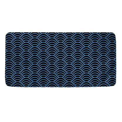 Blue And Black Japanese Pattern Print Towel