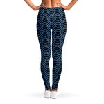 Blue And Black Japanese Pattern Print Women's Leggings