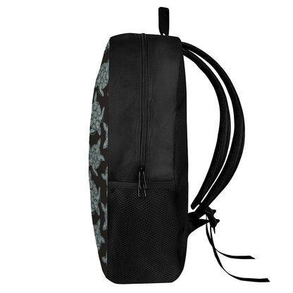 Blue And Black Sea Turtle Pattern Print 17 Inch Backpack