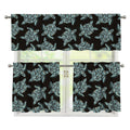 Blue And Black Sea Turtle Pattern Print 3 Piece Kitchen Curtains