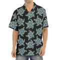 Blue And Black Sea Turtle Pattern Print Aloha Shirt