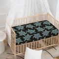 Blue And Black Sea Turtle Pattern Print Baby Crib Sheet