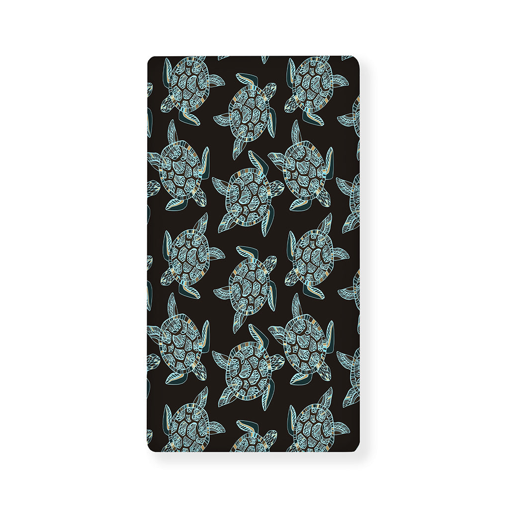 Blue And Black Sea Turtle Pattern Print Baby Crib Sheet