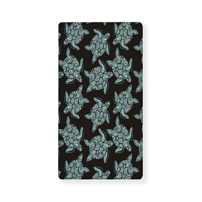 Blue And Black Sea Turtle Pattern Print Baby Crib Sheet