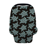 Blue And Black Sea Turtle Pattern Print Baby Seat Cover