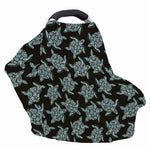 Blue And Black Sea Turtle Pattern Print Baby Seat Cover