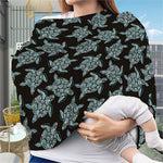 Blue And Black Sea Turtle Pattern Print Baby Seat Cover