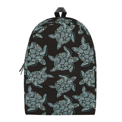 Blue And Black Sea Turtle Pattern Print Backpack