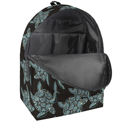 Blue And Black Sea Turtle Pattern Print Backpack