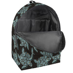 Blue And Black Sea Turtle Pattern Print Backpack
