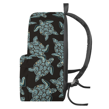 Blue And Black Sea Turtle Pattern Print Backpack