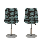 Blue And Black Sea Turtle Pattern Print Bar Stool Covers