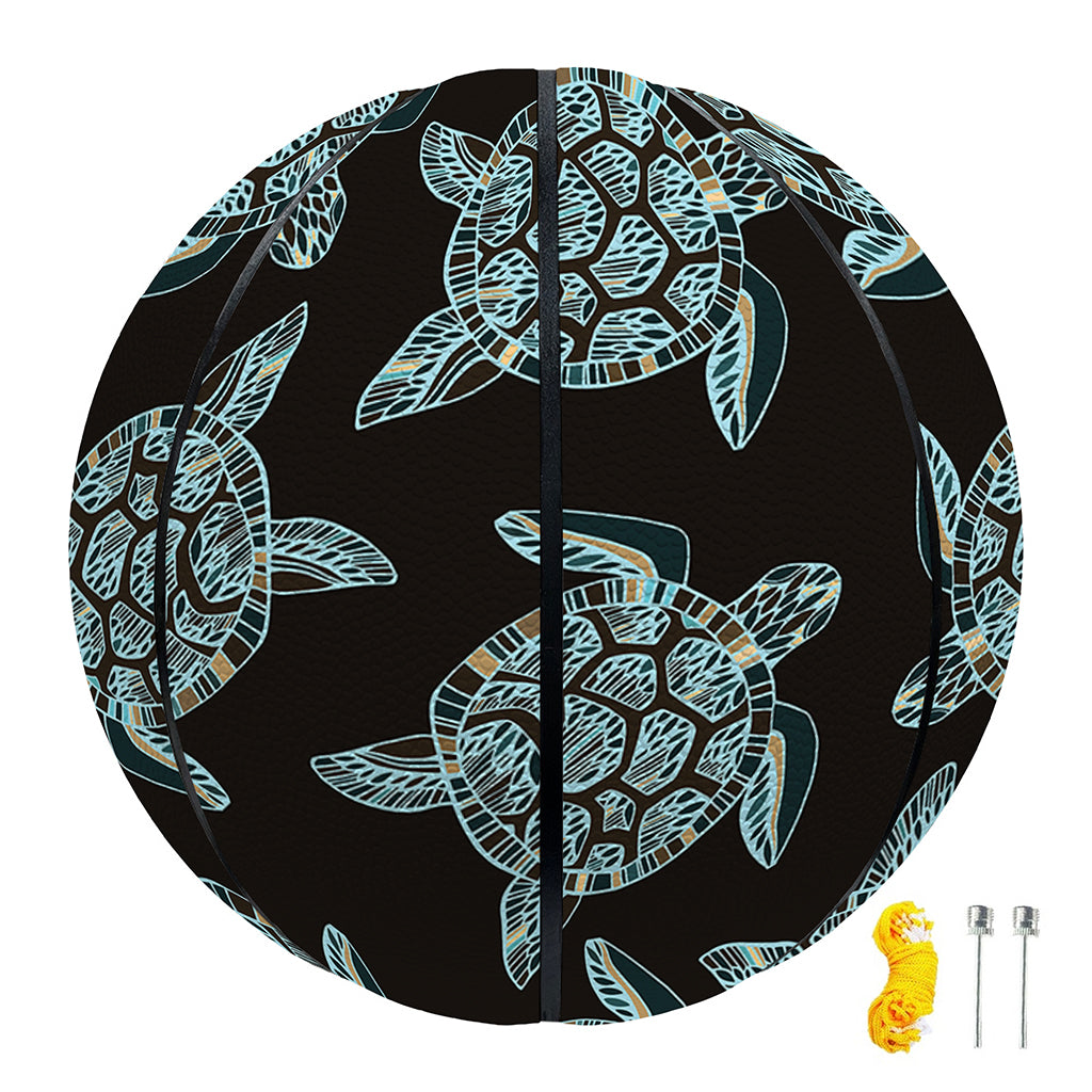 Blue And Black Sea Turtle Pattern Print Basketball