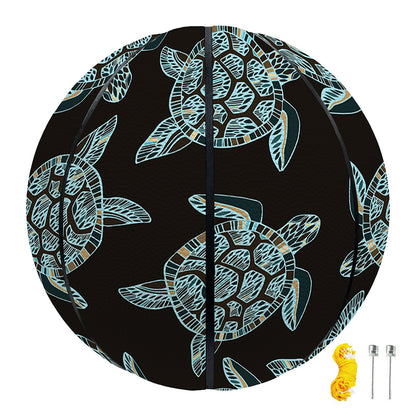 Blue And Black Sea Turtle Pattern Print Basketball