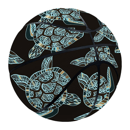 Blue And Black Sea Turtle Pattern Print Basketball