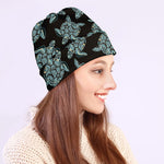 Blue And Black Sea Turtle Pattern Print Beanie