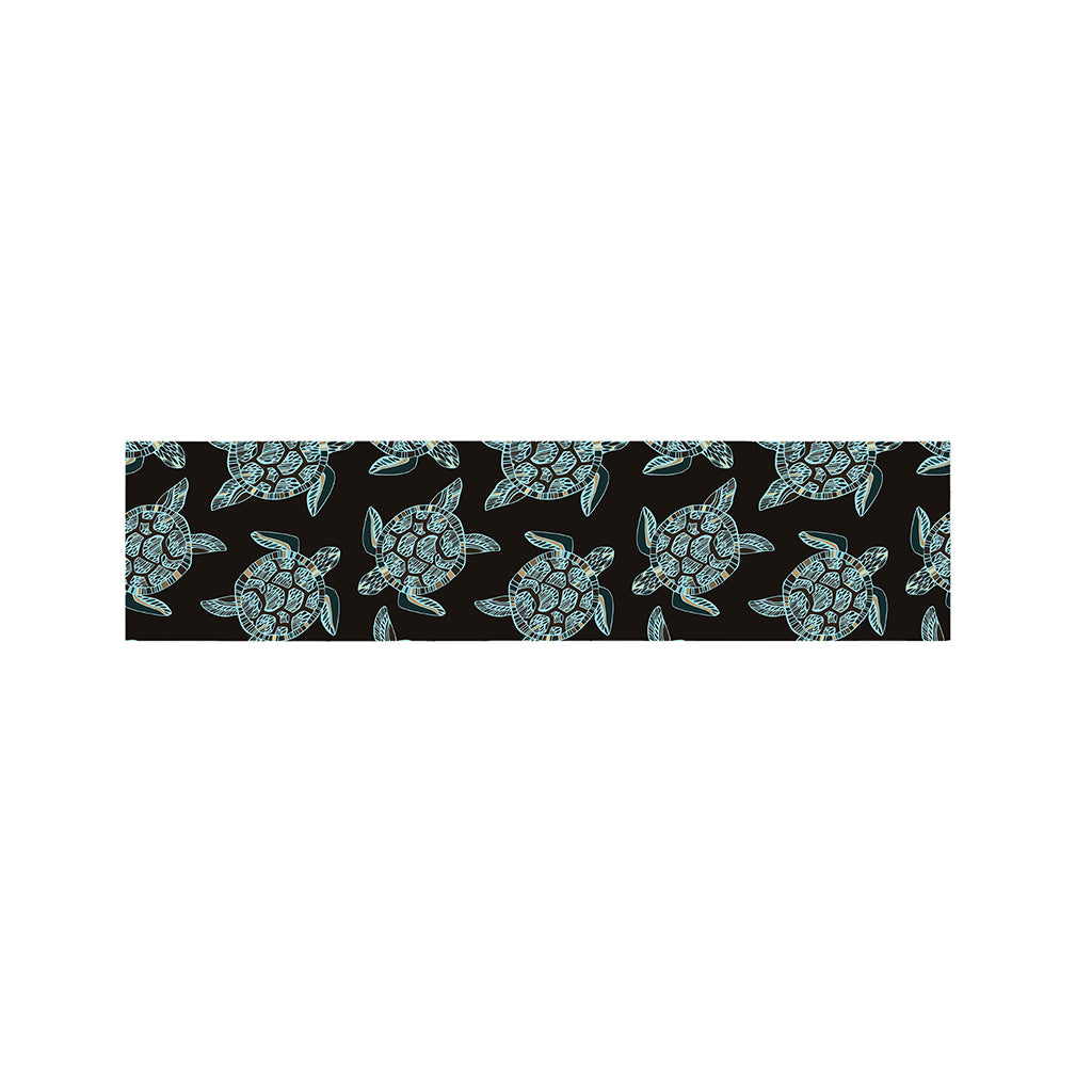 Blue And Black Sea Turtle Pattern Print Bed Runner